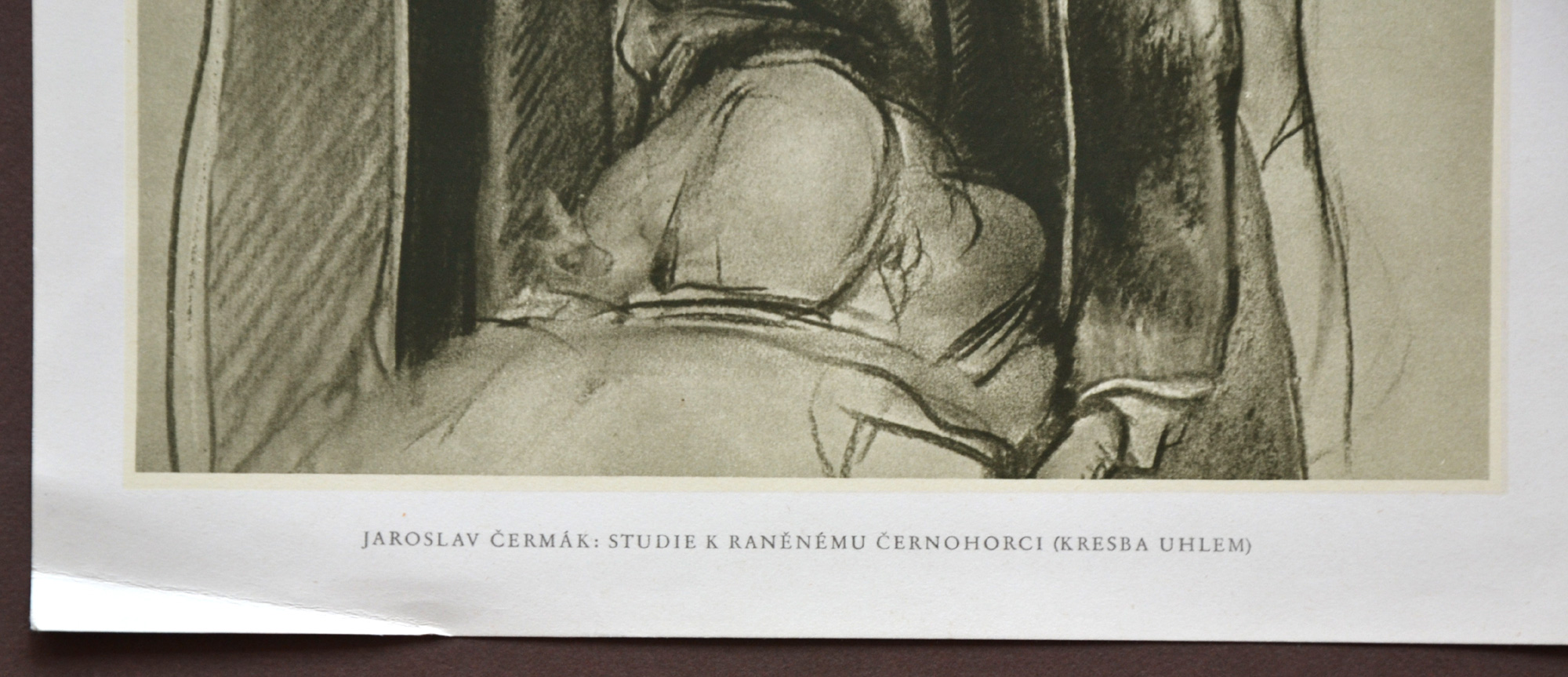 Jaroslav Čermák, Studie k raněnému černohorci, 20,5 x 28 cm, venk. 24 x 32cm (2)